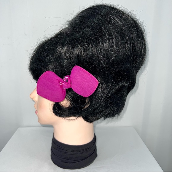 Magenta Paisley Rockabilly Bandana Knotted Hair Bow - Picture 5 of 11